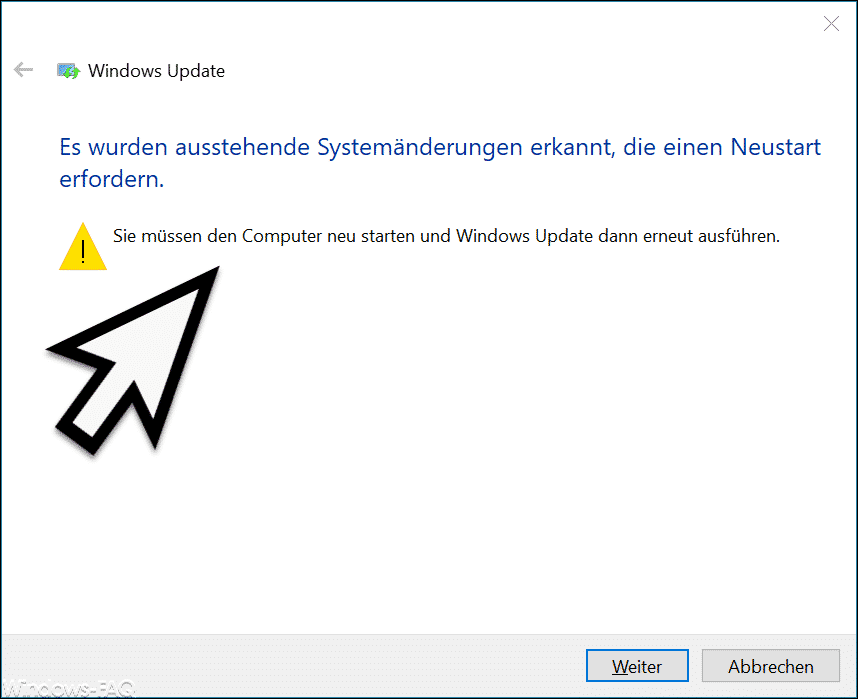 Es wurden ausstehende Systemänderungen erkannt die einen Neustart erfordern