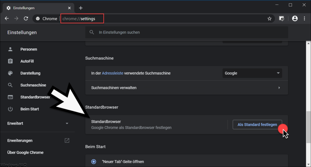 Google Chrome Standardbrowser