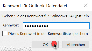 Outlook Datendatei .PST mit Kennwort schützen