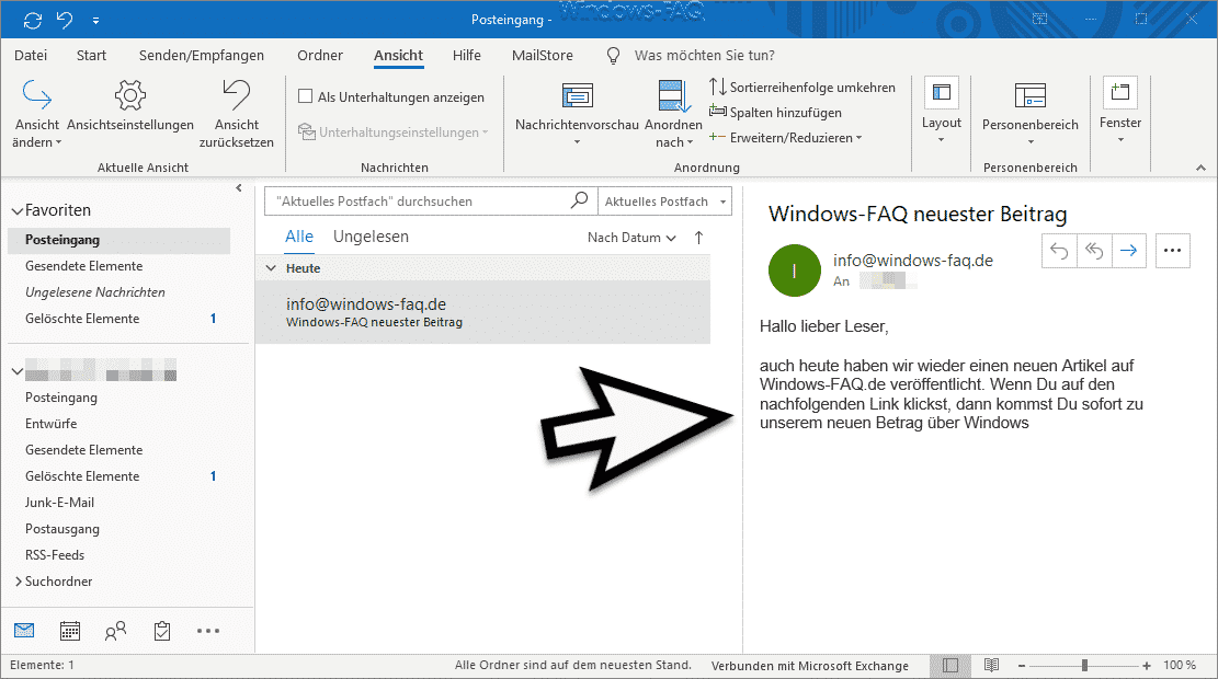 Outlook Lesebereich deaktivieren bzw. rechts oder unten im Outlook anzeigen lassen