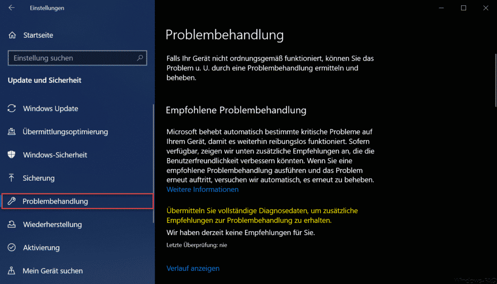 Windows 10 Problembehandlung