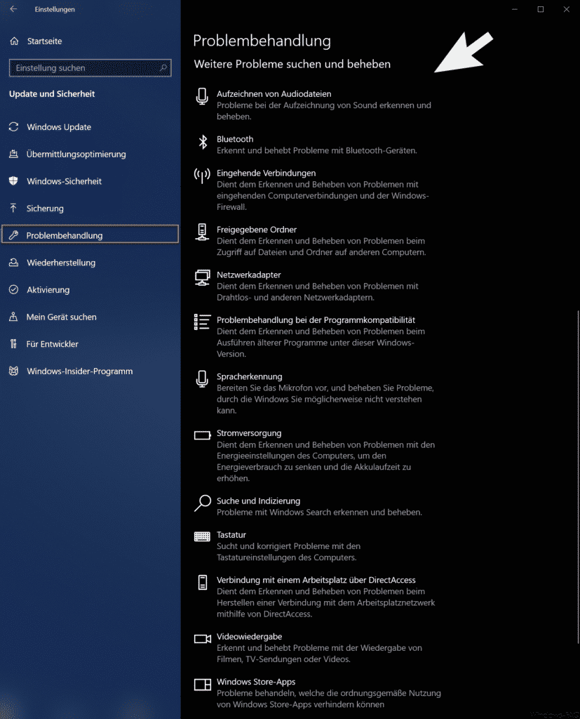 Windows 10 weitere Probleme suchen und beheben