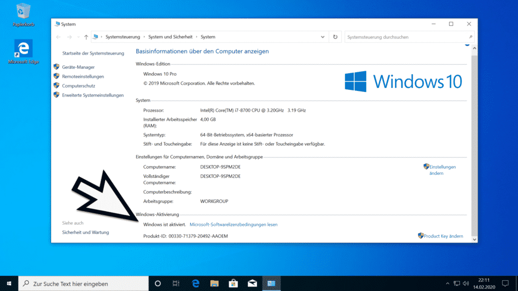 Windows ist aktiviert