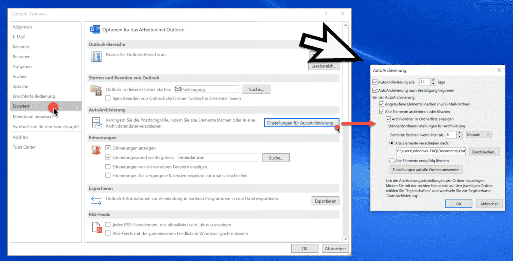 AutoArchivierung Outlook