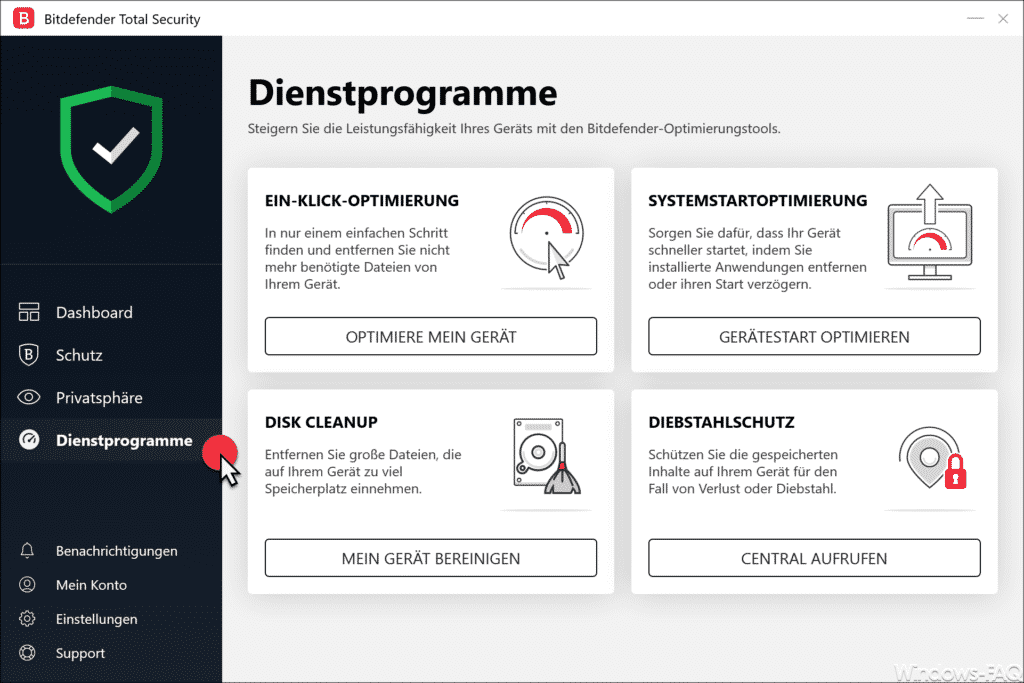 Bitdefender Dienstprogramme