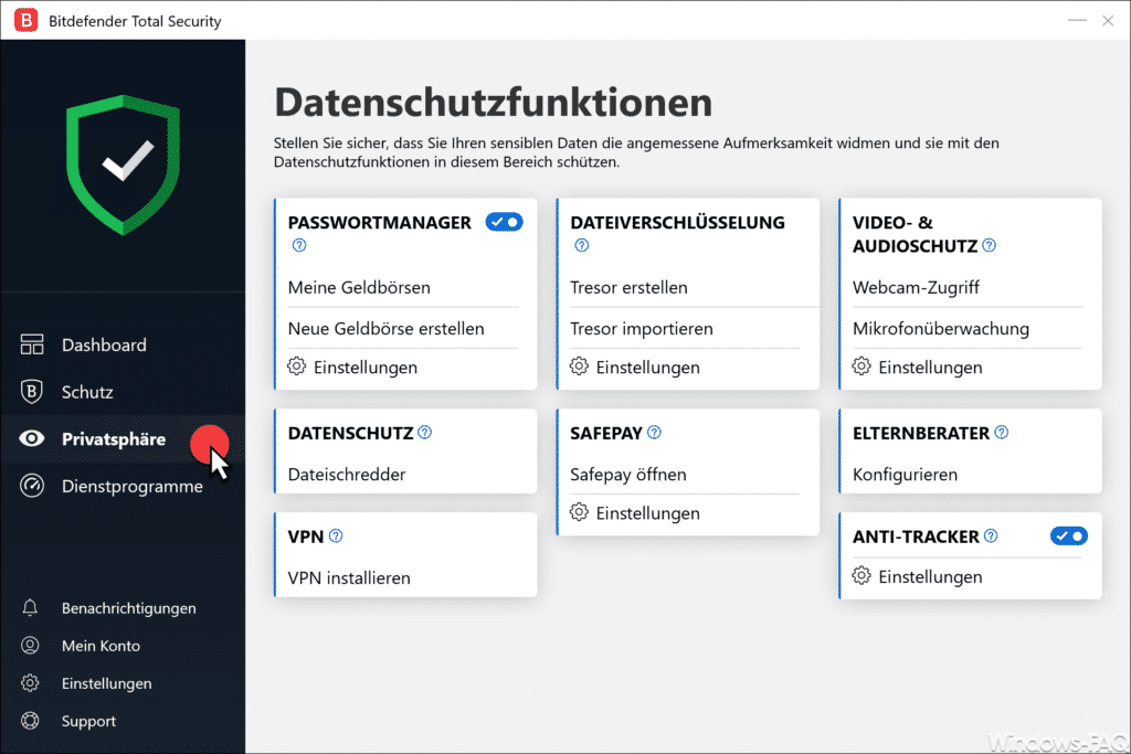 BitDefender Privatsphäre