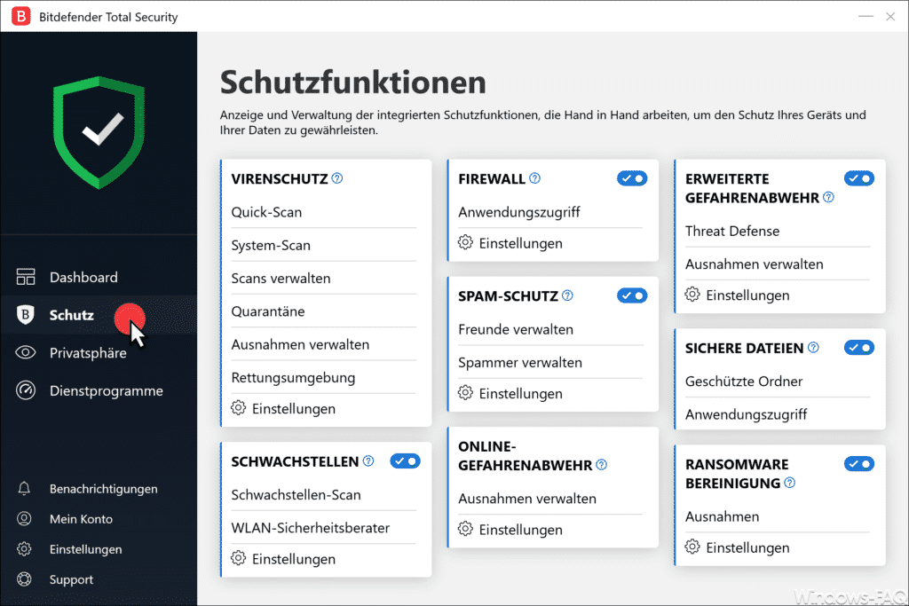 Bitdefender Schutzfunktion
