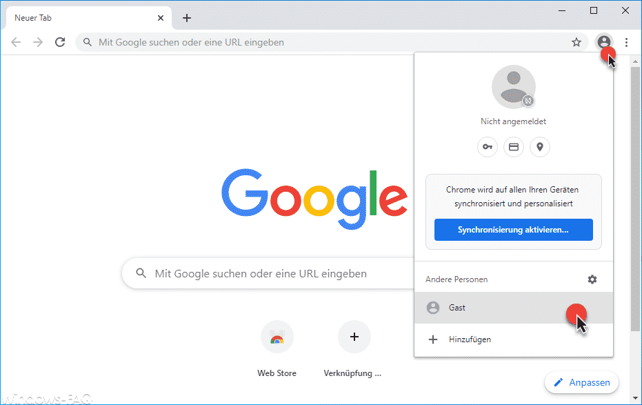 Chrome Gastmodus aktivieren
