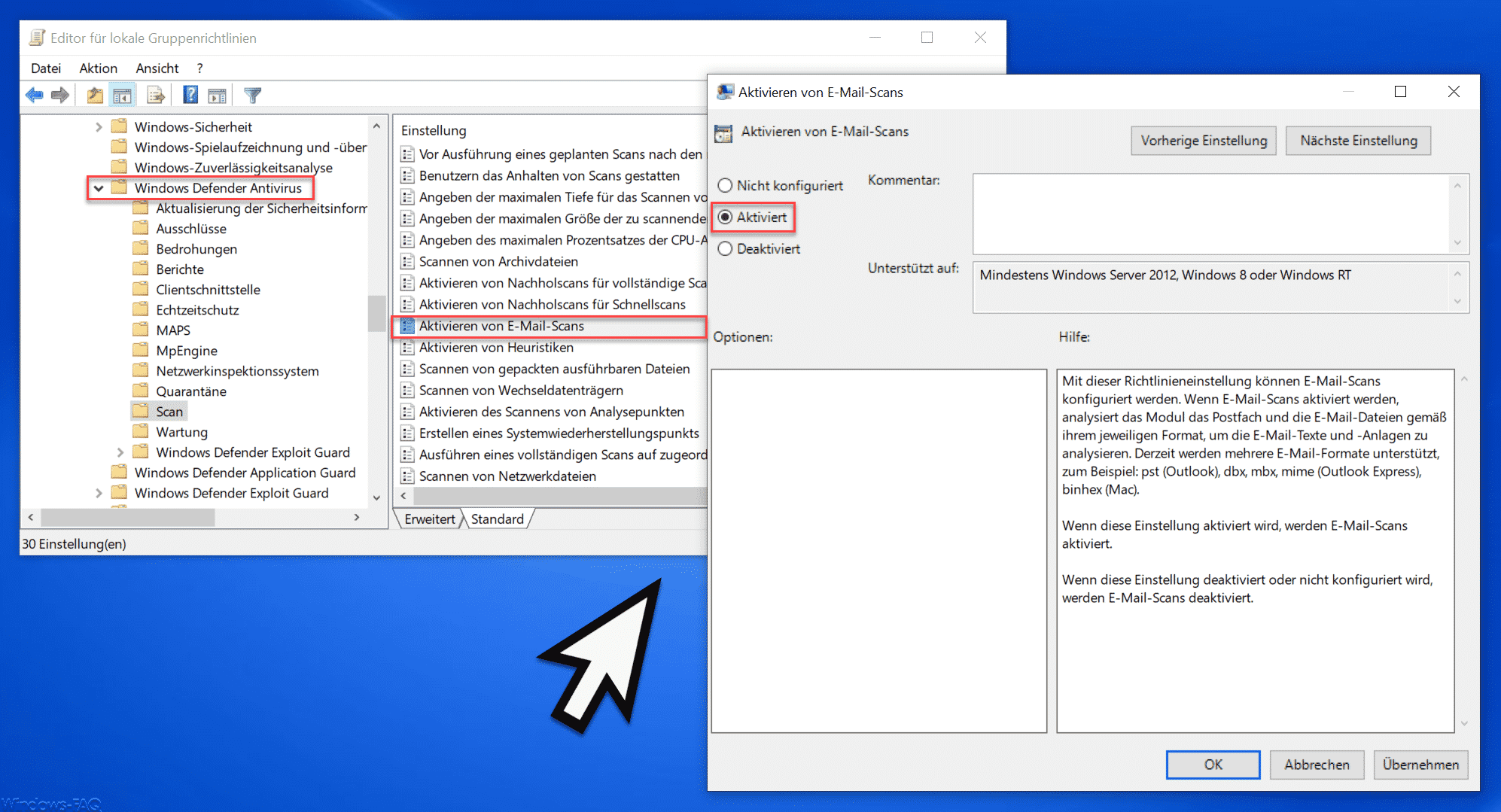 E-Mails mit dem Windows Defender nach Viren scannen