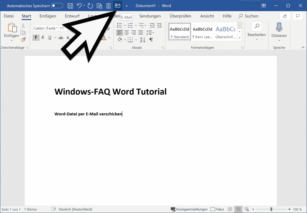 E-Mail Symbol im Word Schnellzugriff
