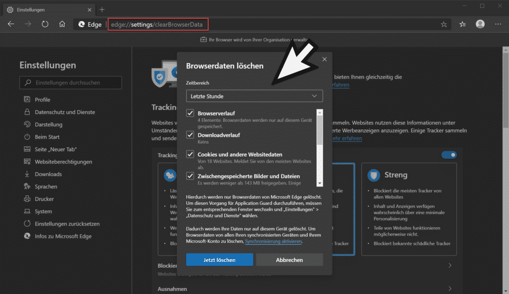 Edge Chromium Browserdaten löschen