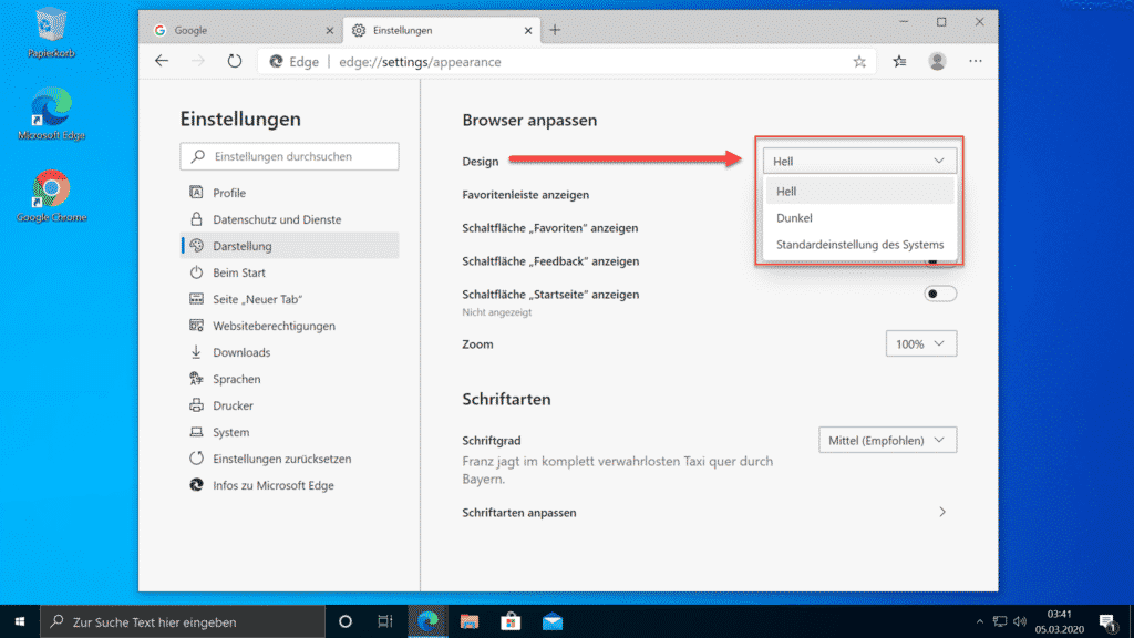 Edge Chromium Design Hell - Dunkel- Standard