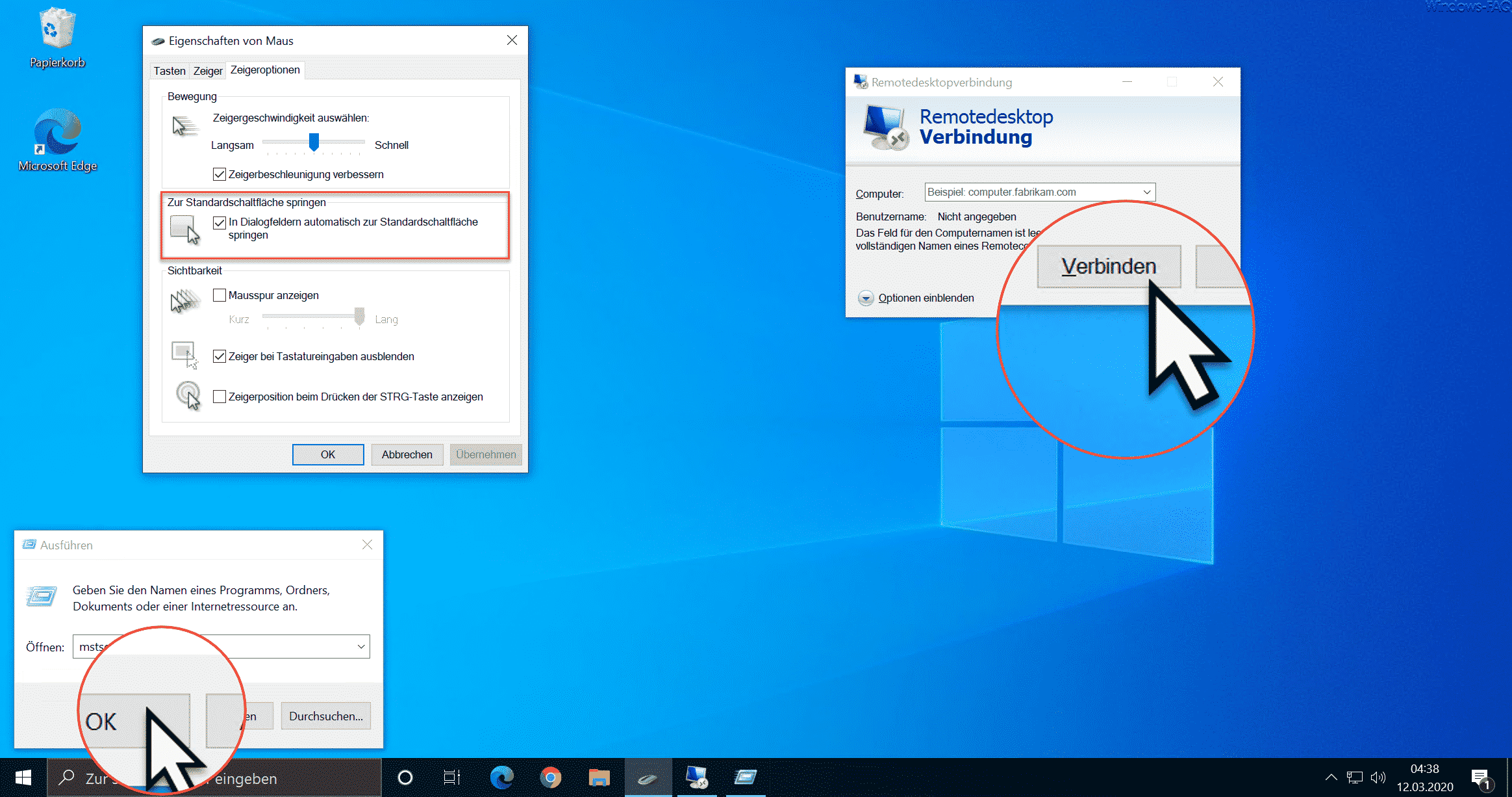 Maus automatisch zur Standard-Schaltfläche in Windows Fenstern springen lassen