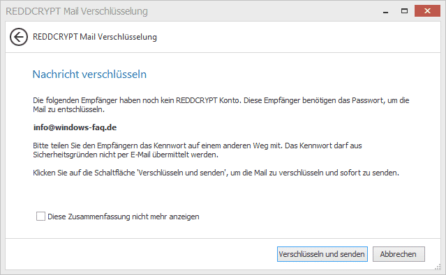 REDDCRYPT Empfänger Konto