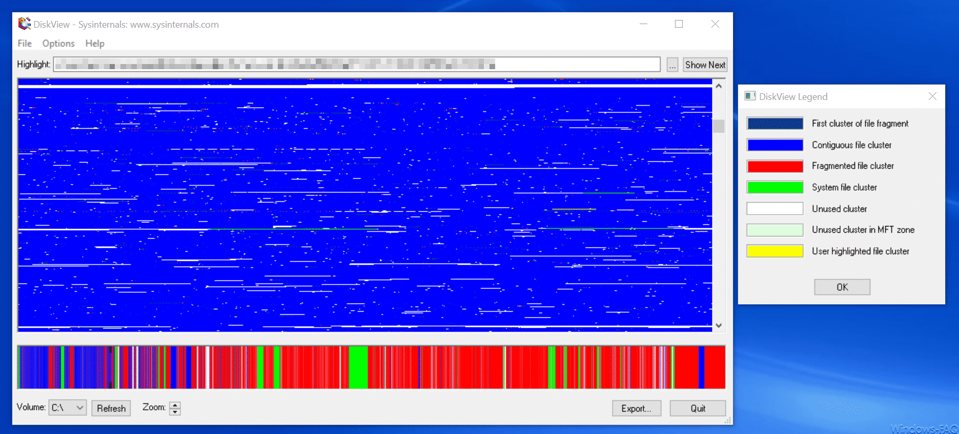 DiskView – Grafische Ansicht des Datenträgers und deren Belegung