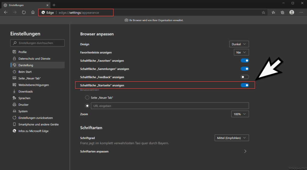 Edge Chromium Schaltfläche Startseite anzeigen