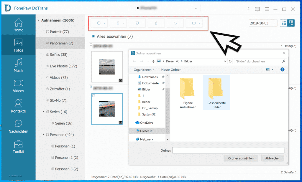 FonePaw DoTrans Foto auf PC übertragen