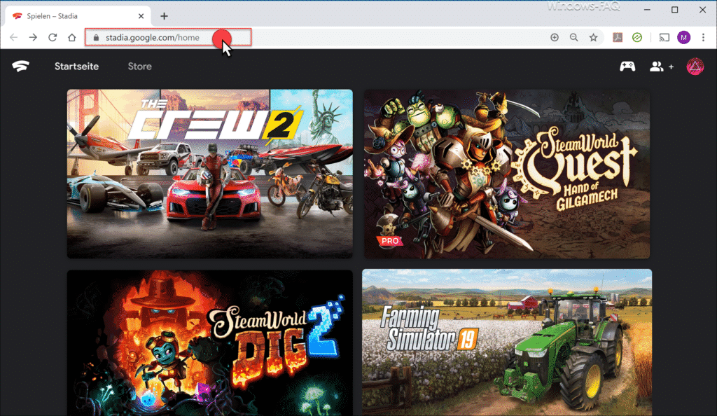 Stadia Google mit Chrome