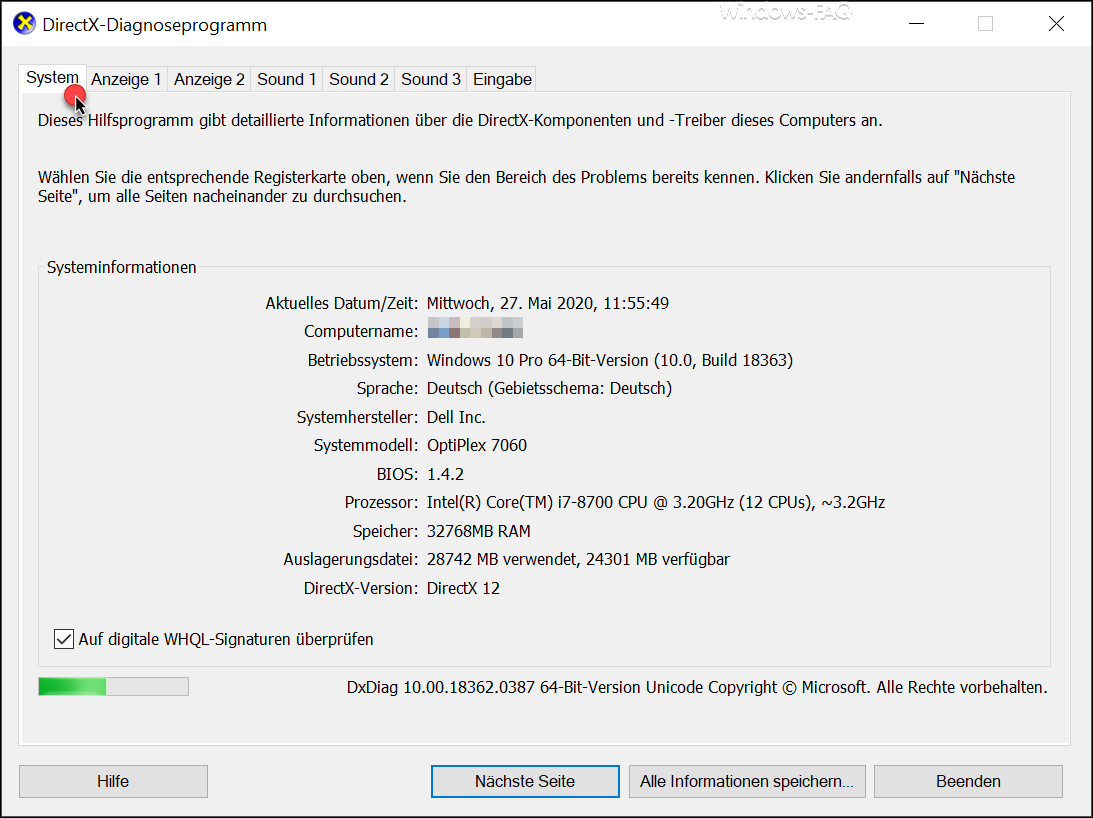 DxDiag – Das DirectX Diagnoseprogramm unter Windows
