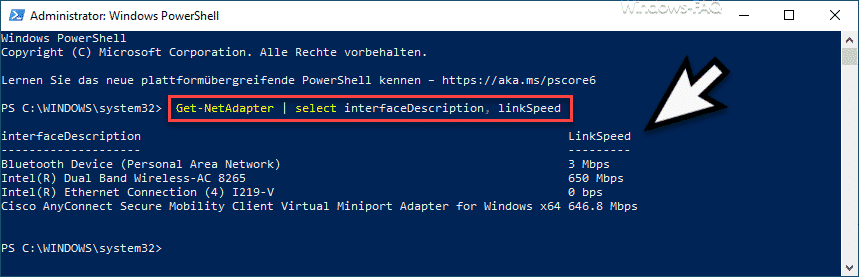 LAN und WLAN Netzwerk Geschwindigkeiten unter Windows abfragen