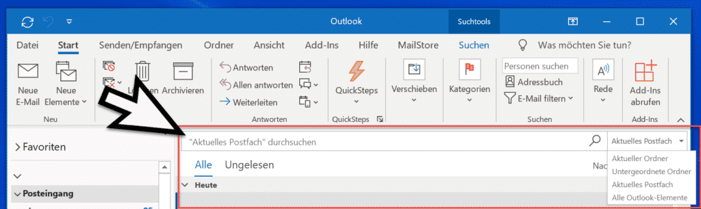 Outlook durchsuchen