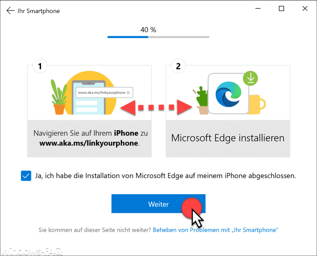 Smartphone mit Windows 10 koppeln und Edge installieren