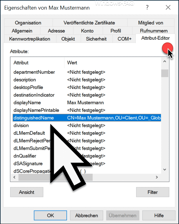 Distinguished Name (DN) oder vollständigen Active Directory Pfad abfragen