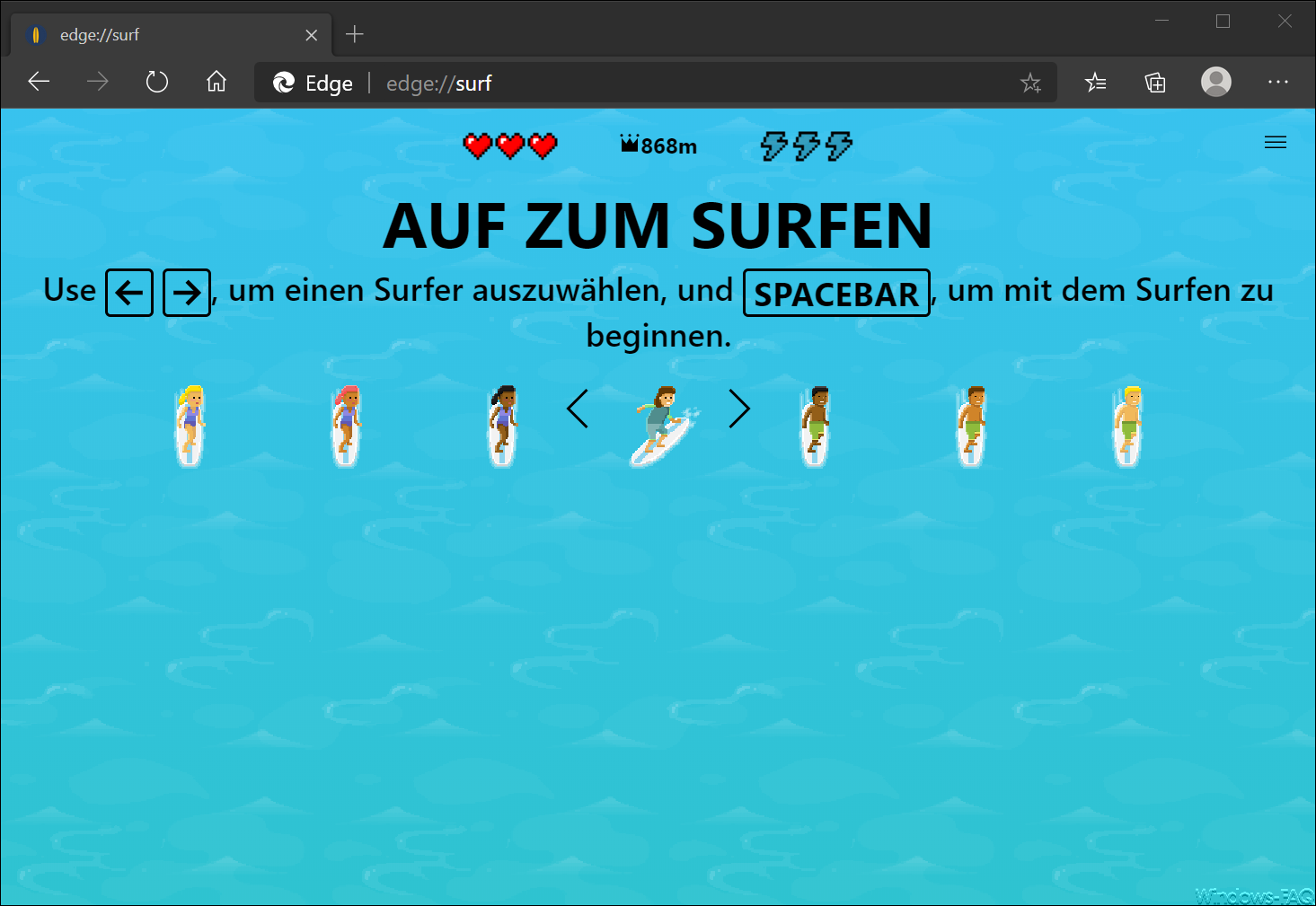 Surf Spiel im neuen Edge Chromium
