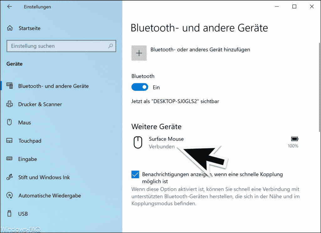 Bluetooth Gerät verbunden