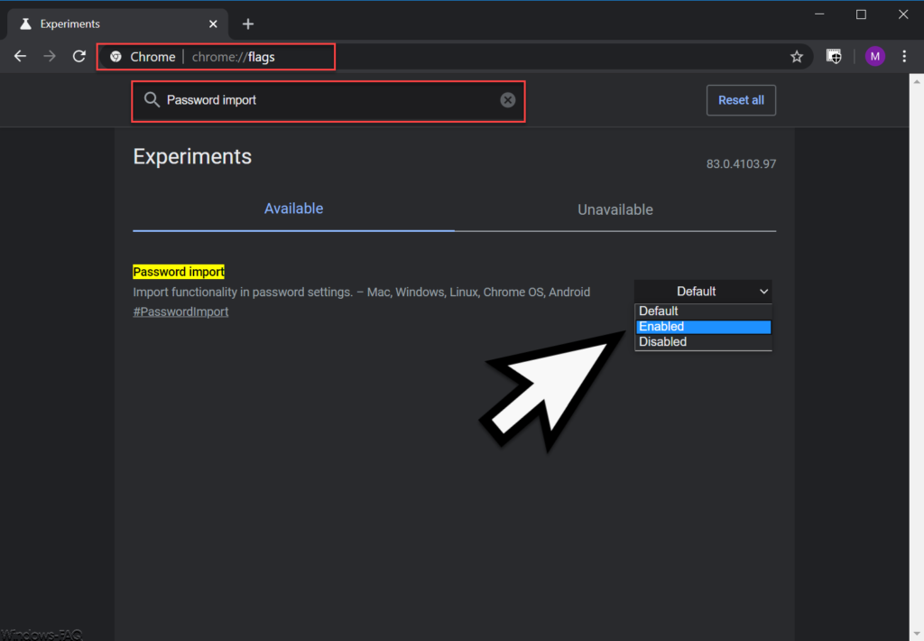 Chrome Passwort import
