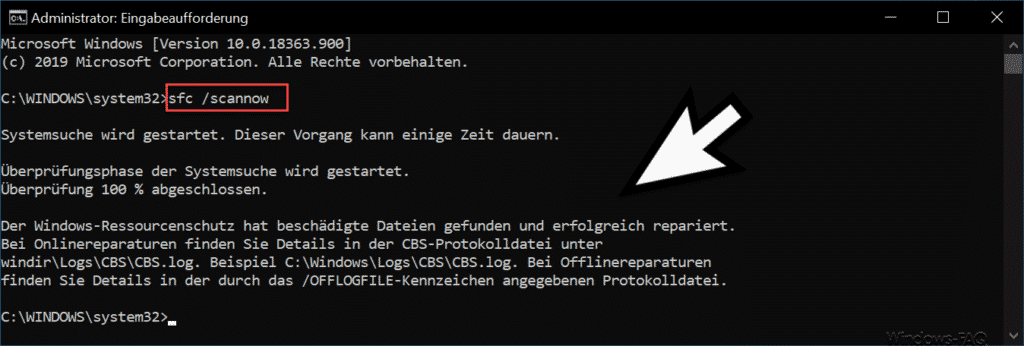 Der Windows-Ressourcenschutz hat beschädigte Dateien gefunden...
