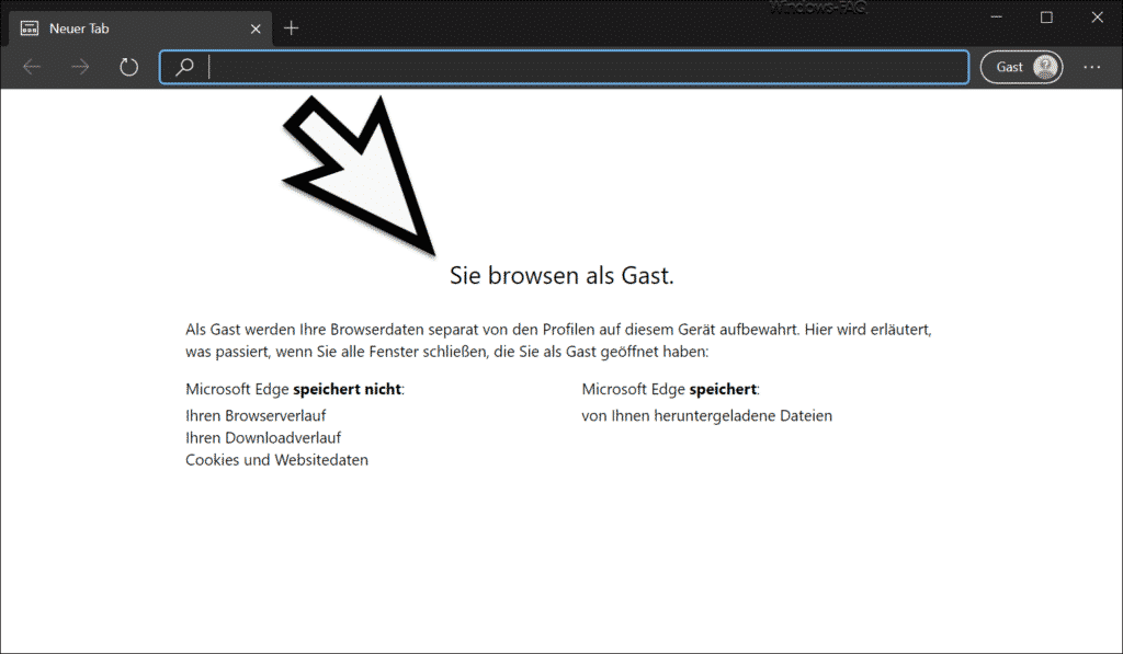 Edge Chromium Sie browsen als Gast