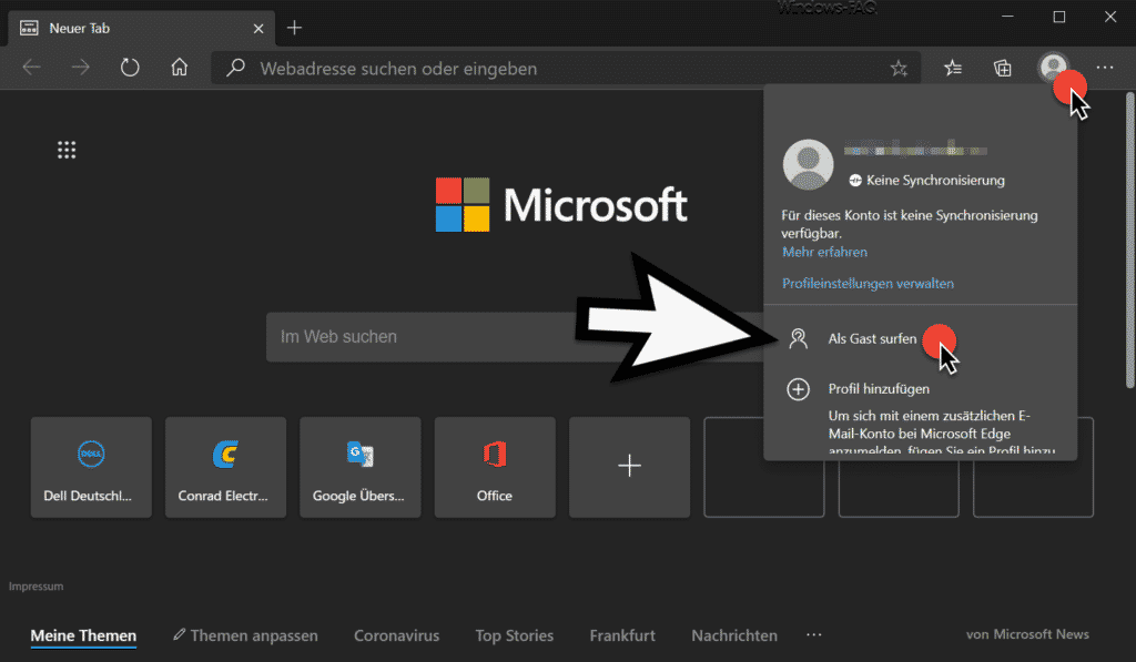 Edge Chromium als Gast surfen