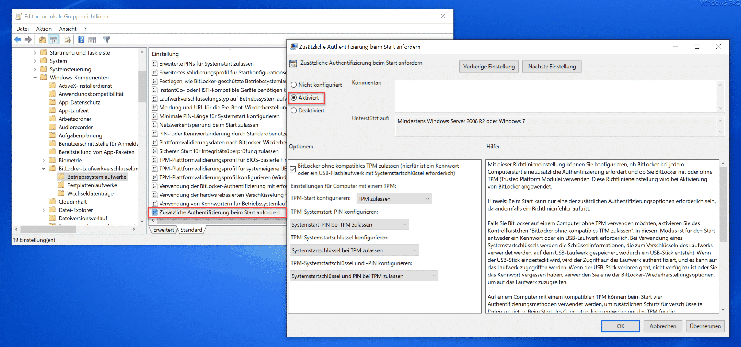Bitlocker auf Windows PCs einsetzen die über keinen TPM-Chip verfügen