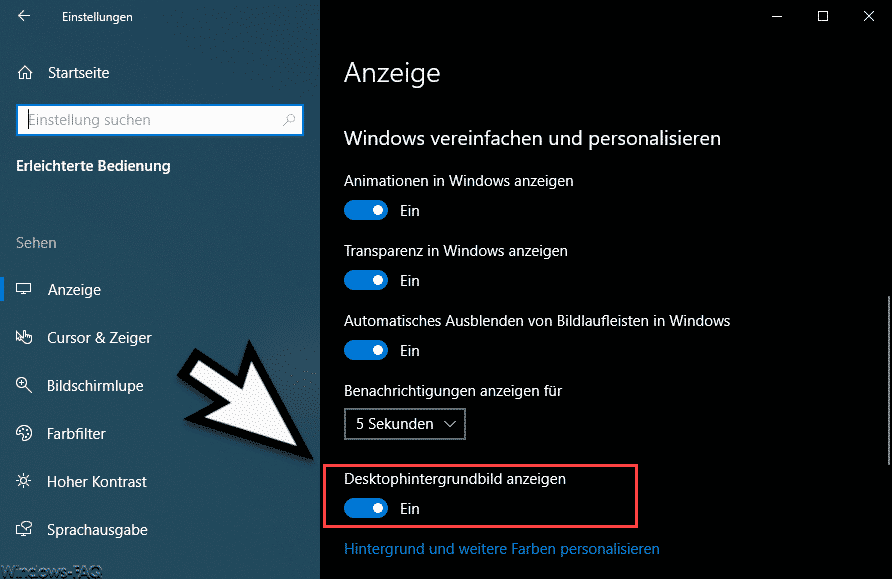 Desktophintergrundbild schnell deaktivieren bzw. ausschalten