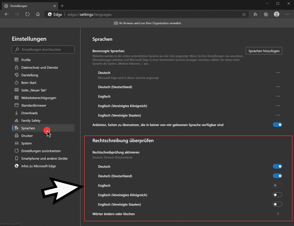 Edge Chromium Rechtschreibung überprüfen