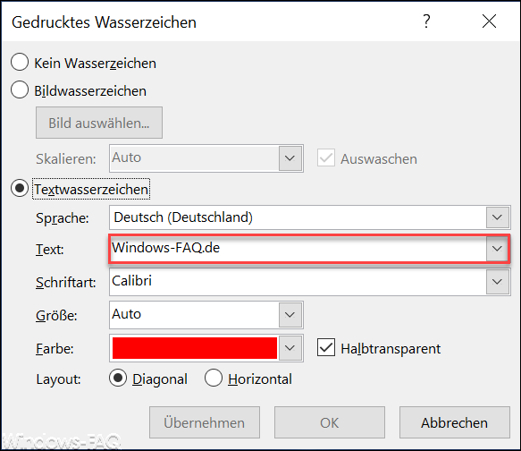 Wasserzeichen einfügen in Word Dokument