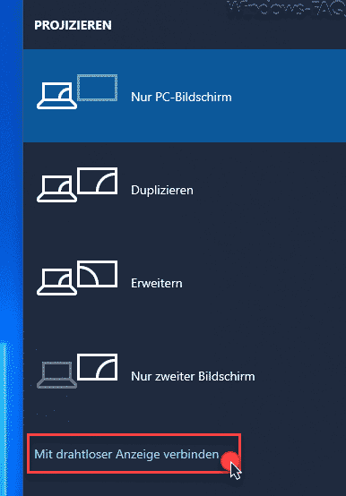 Mit drahtloser Anzeige verbinden