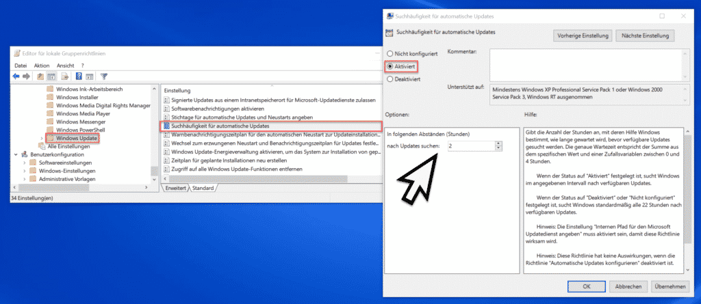 Suchhäufigkeit für automatische Updates