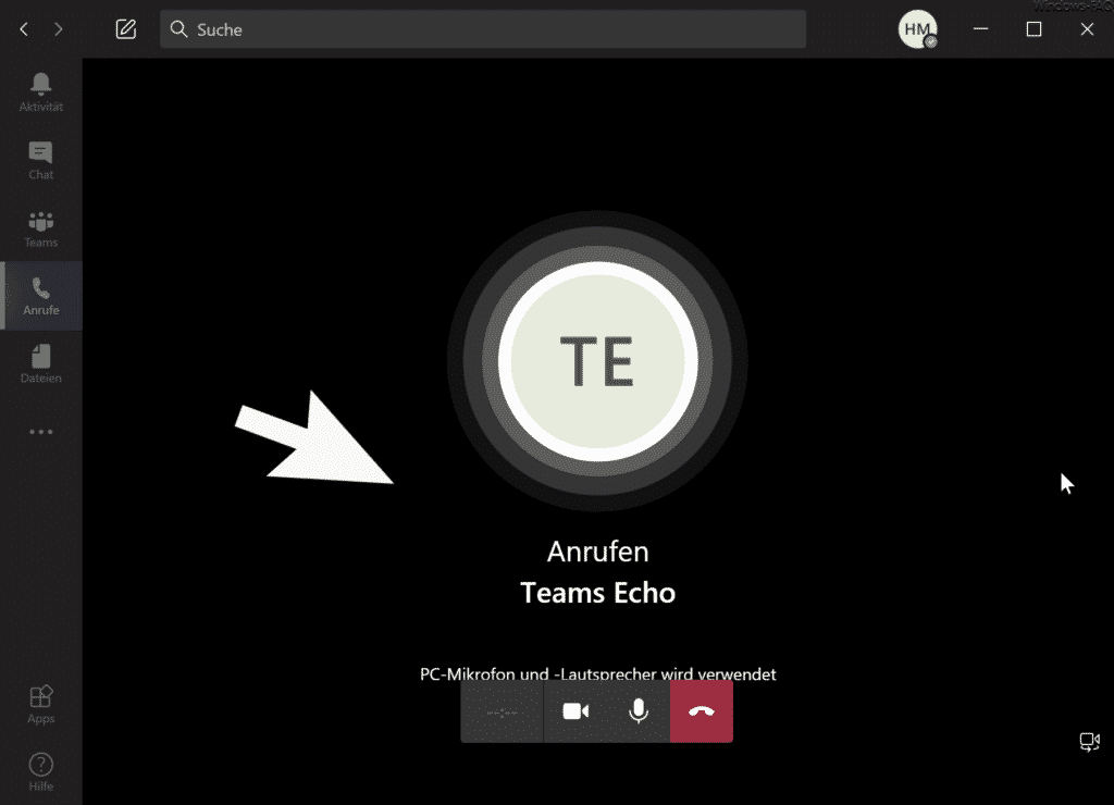 Teams Testanruf - Anrufen Teams Echo