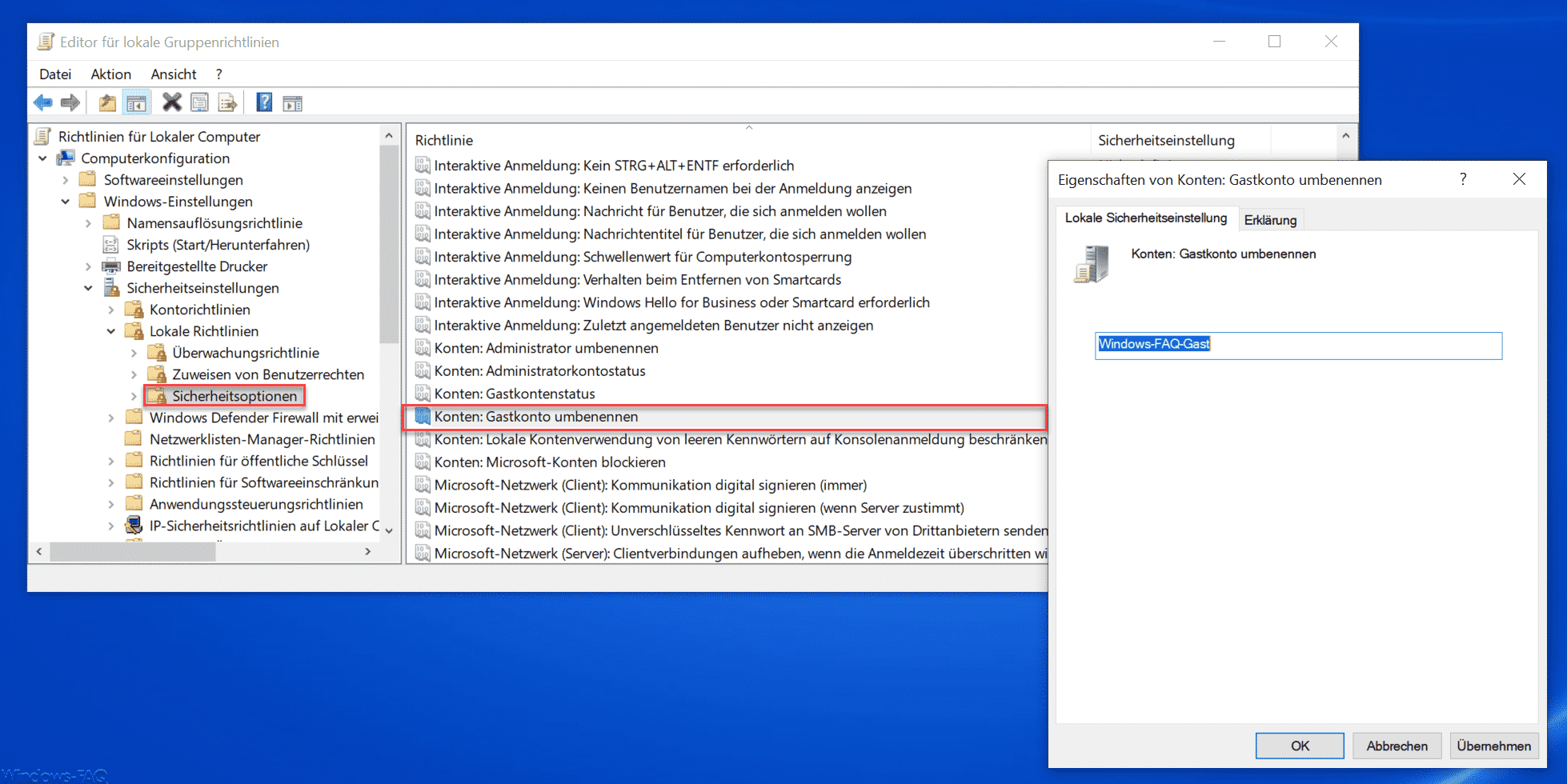 Windows Gastkonto umbenennen per GPO