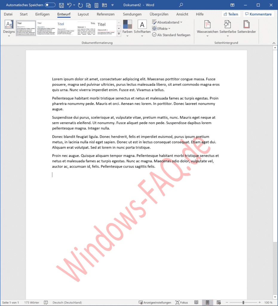 Word Dokument mit Wasserzeichen