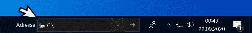 Adresse Symbolleiste Windows 10