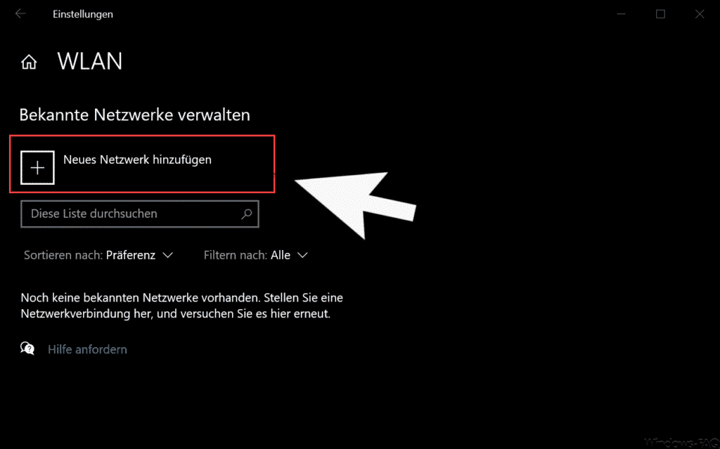 Neues WLAN Netzwerk hinzufügen
