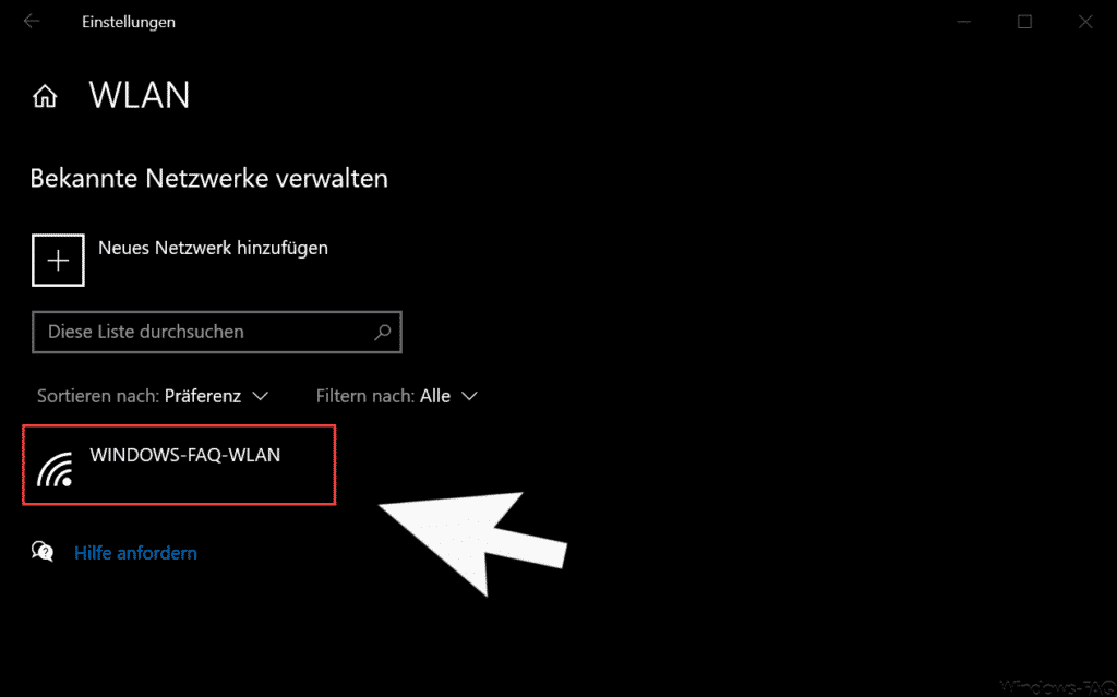Neues WLAN manuell hinzugefügt