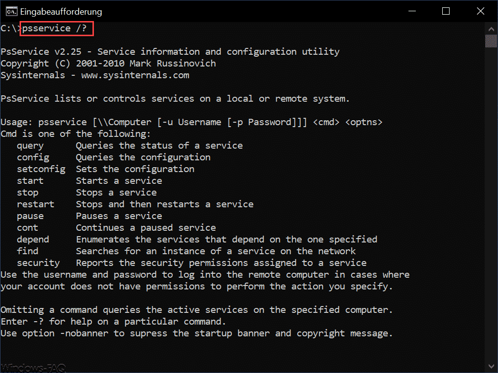 Windows Dienste remote per PSSERVICE starten oder stoppen
