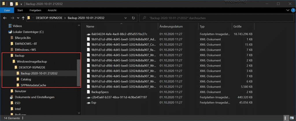 Dateien des Windows Systemabbildes