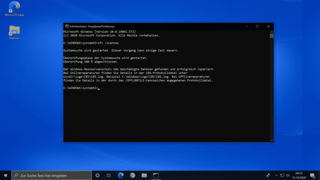 Der Windows-Ressourcenschutz hat beschädigte Dateien gefunden und erfolgreich repariert