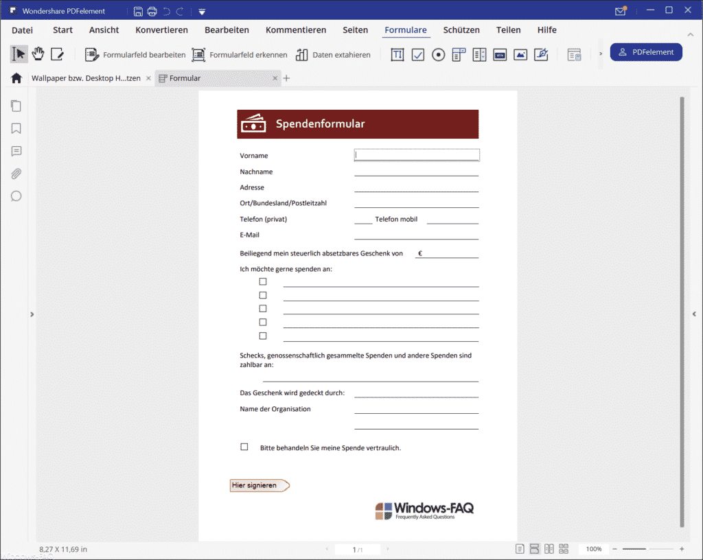 PDF Formular ausfüllen mit PDFelement