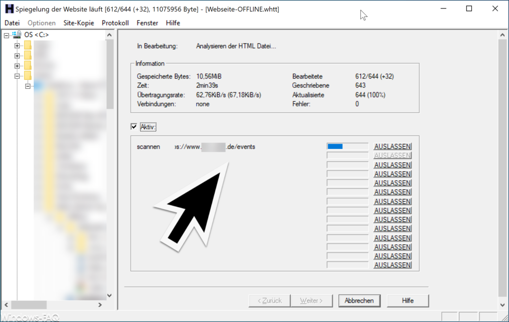 WinHTTrack Webseite offline speichern